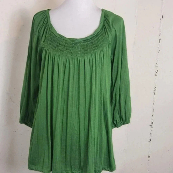 Debbie Morgan L green 3/4 sleeve tunic top - Picture 2 of 6